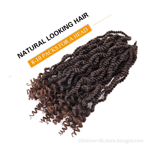 Senegalese Twist Hair for Women Kinky Curly Twist Ombre Black Red Brown Crochet Braiding Hair Synthetic Hair Extensions
